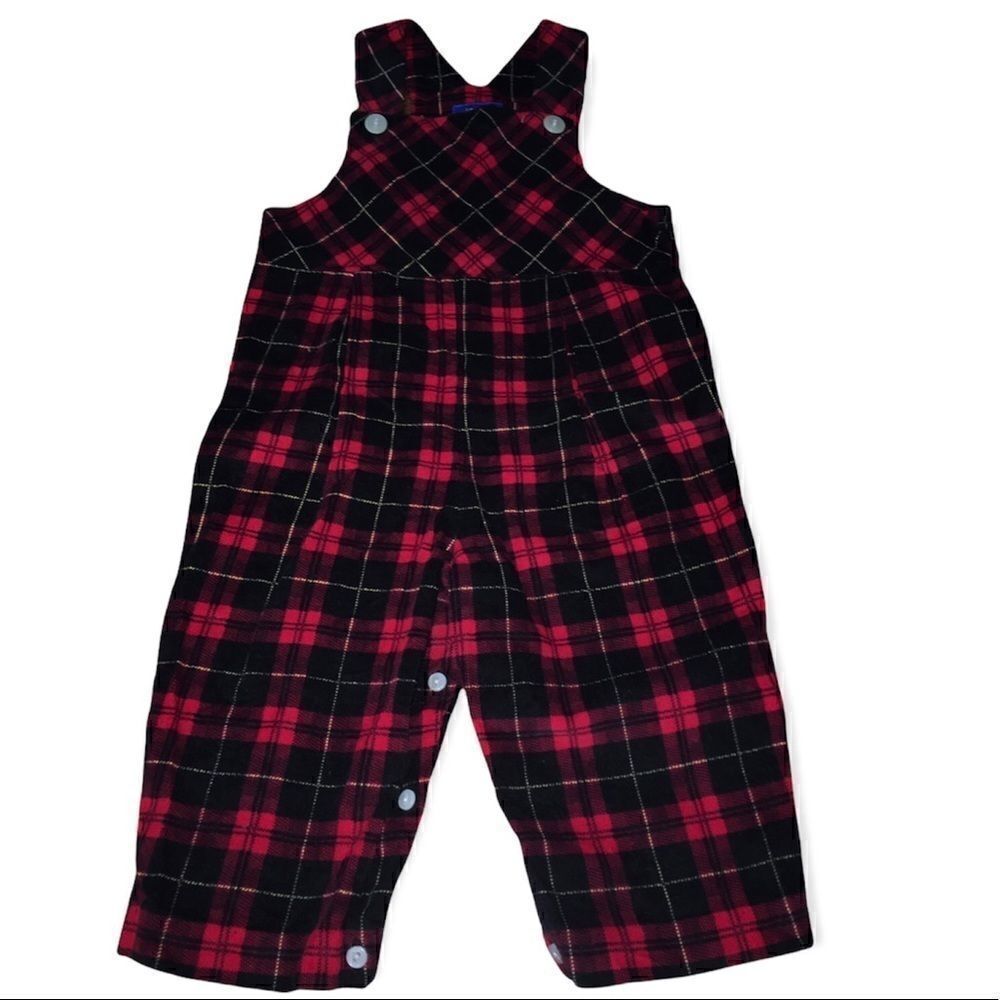 COTTON Blu plaid overalls